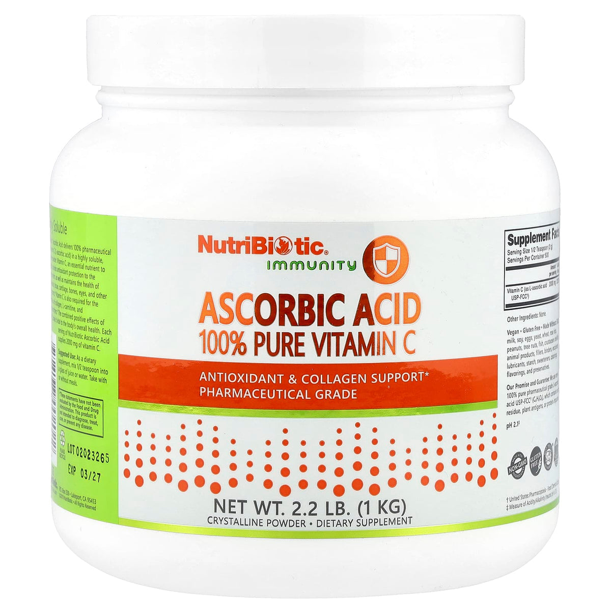 NutriBiotic, Immunity, Ascorbic Acid, 100% Pure Vitamin C Crystalline Powder 1kg