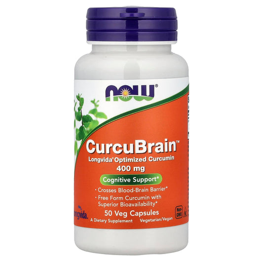 NOW Foods, CurcuBrain, 400 mg, 50 Veg Capsules