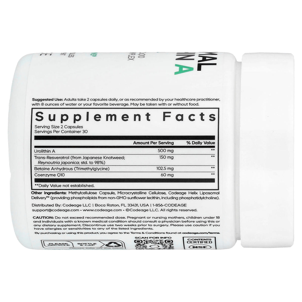 Codeage Liposomal Urolithin A Eternal 60 Veg Caps