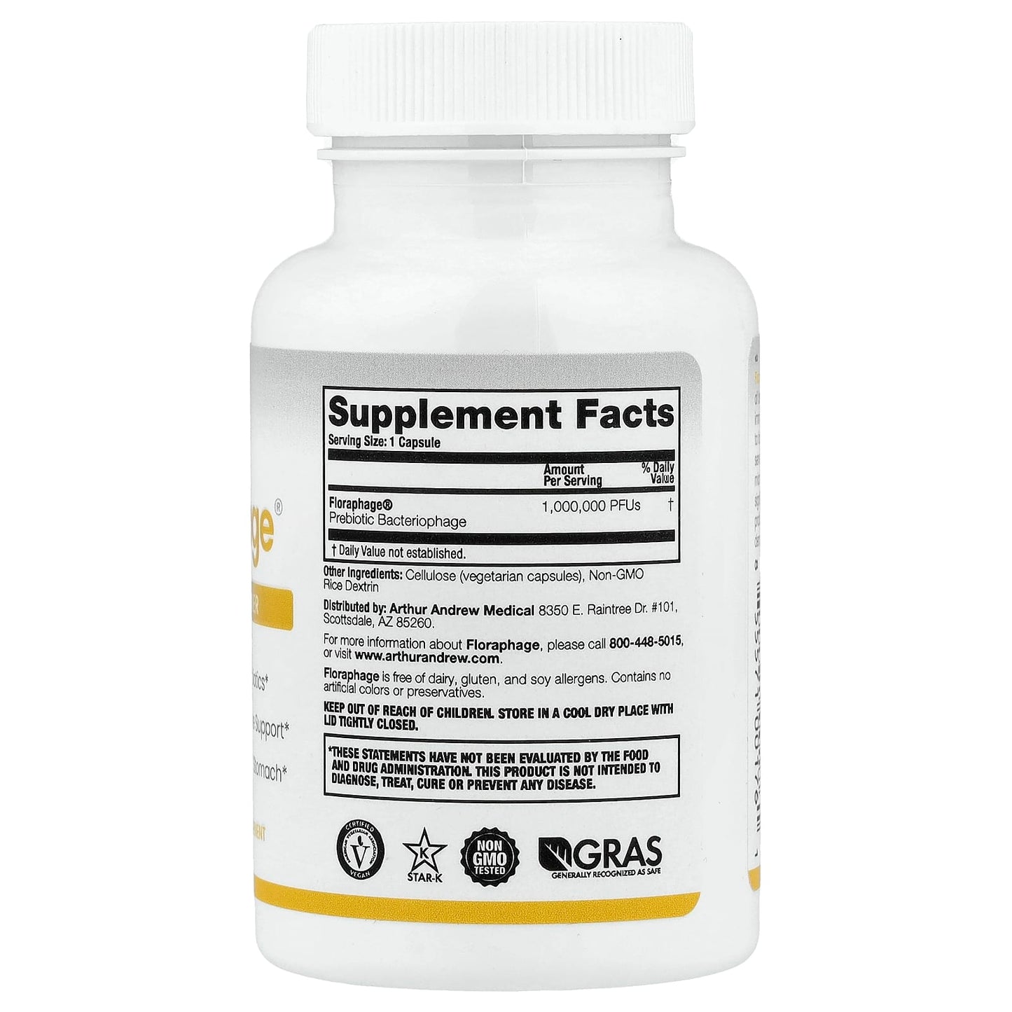 Arthur Andrew Medical, Floraphage®, Probiotic Multiplier, 30 Capsules (1,000,000 PFUs per Capsule)