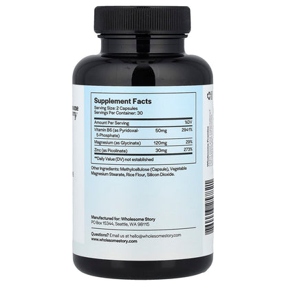 Wholesome Story, Zinc With Magnesium + Vitamin B6, 60 Vegetarian Capsules