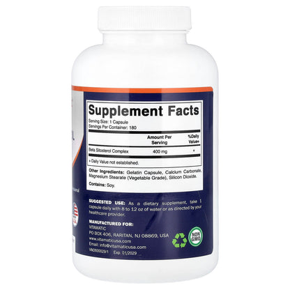 Vitamatic Beta Sitosterol 400 mg 180 Capsules