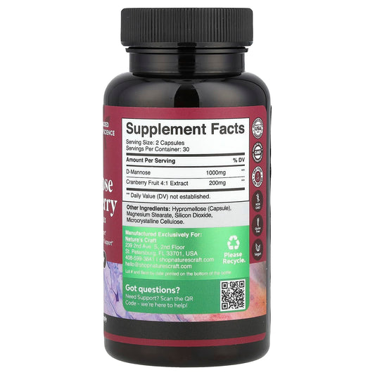 Nature's Craft, D-Mannose & Cranberry, 60 Capsules