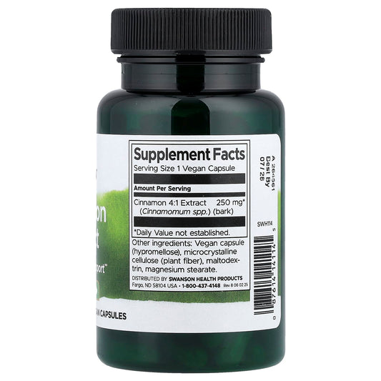 Swanson Vitamins, Cinnamon Extract, 250 mg, 90 Vegan Capsules