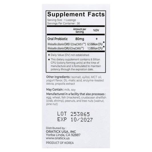 Oraticx, Kids, Dental Probiotics, Yoghurt, 30 Lozenges