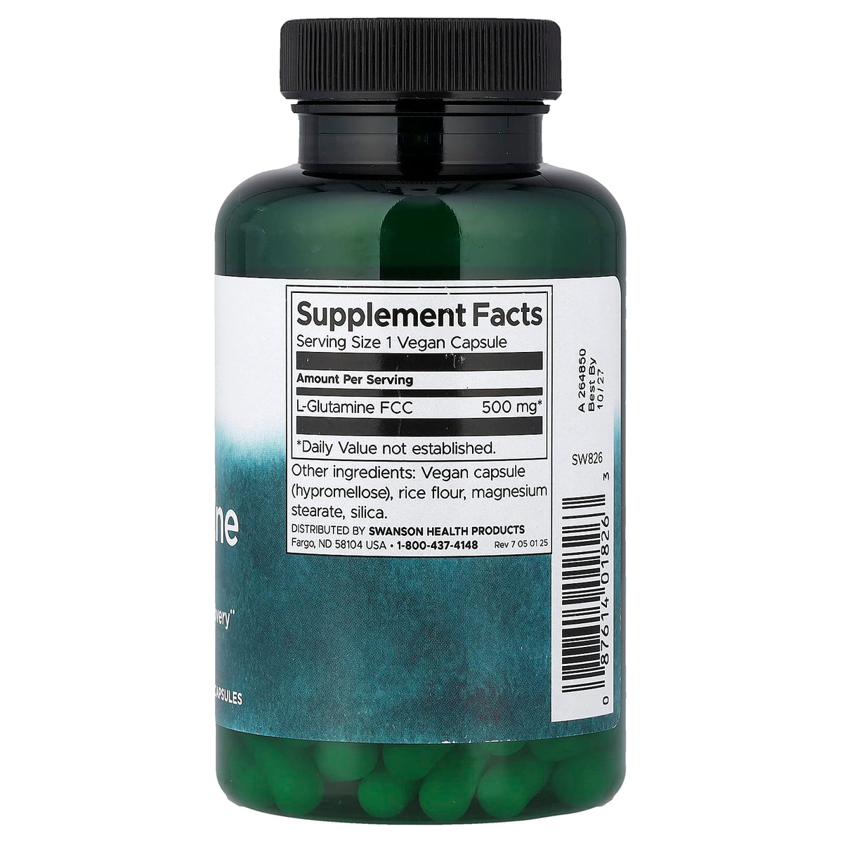 Swanson L-Glutamine 500 mg 100 Vegan Capsules