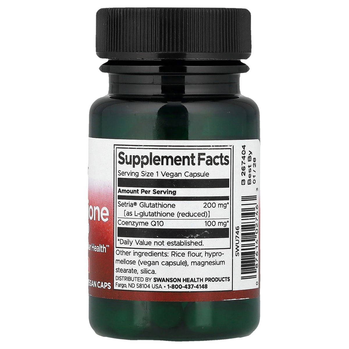 Swanson Vitamins L-Glutathione with CoQ10 30 Vegan Caps