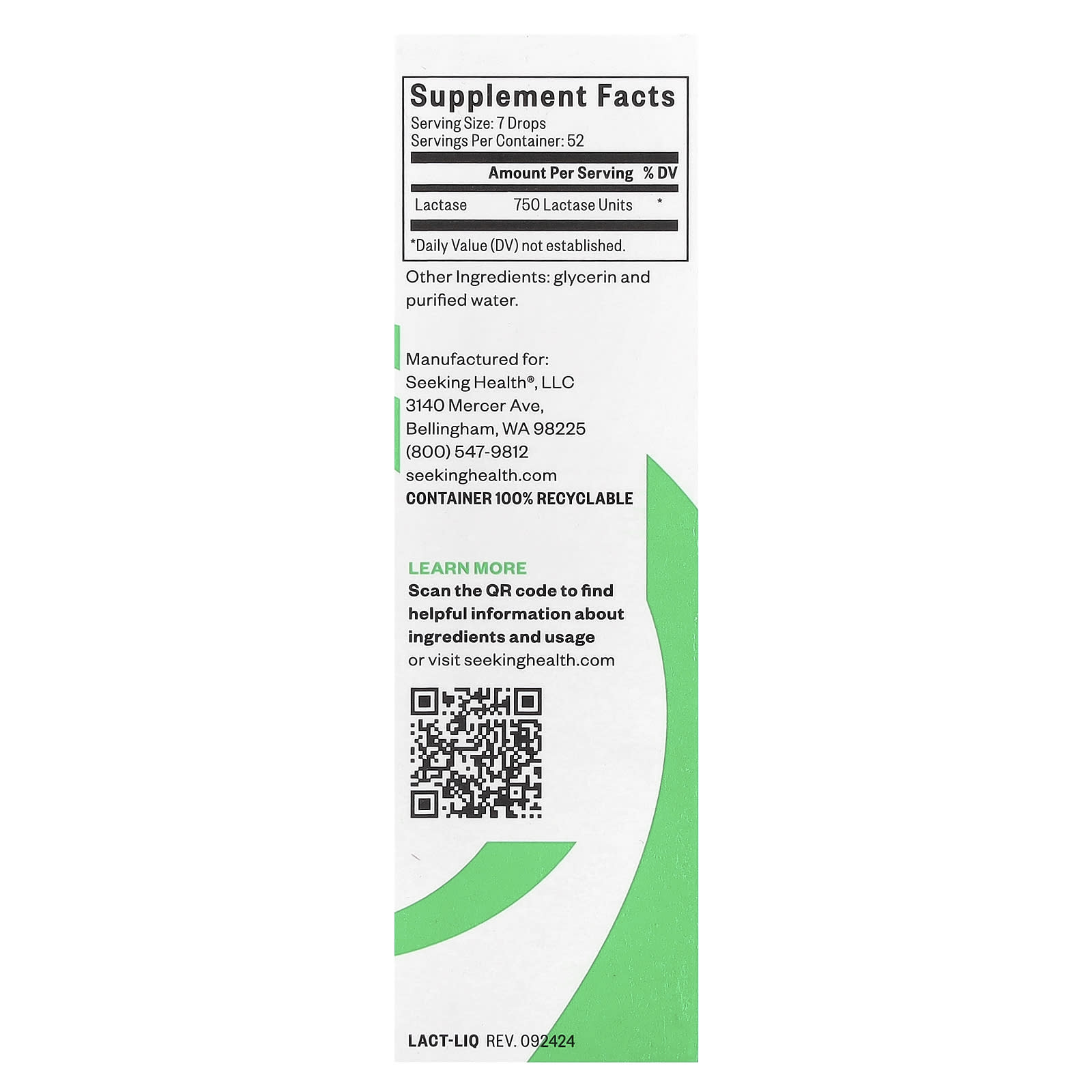 Seeking Health, Lactase Drops, 1/2 fl oz (15 ml)