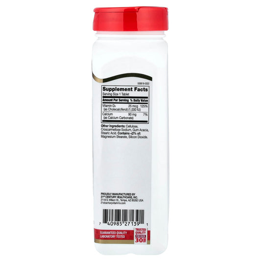 21st Century, Vitamin D3, 25 mcg (1,000 IU), 500 Tablets