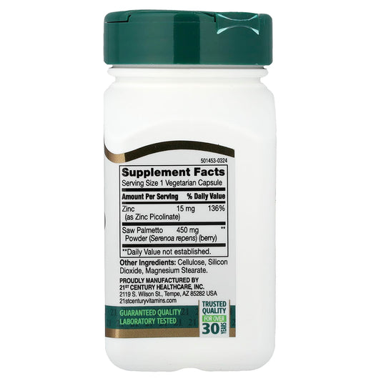 21st Century, Saw Palmetto, 60 Vegetarian Capsules