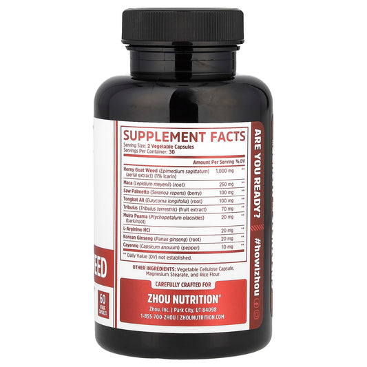 Zhou Nutrition, Horny Goat Weed, Sexual Energy Complex, 60 Veg Capsules