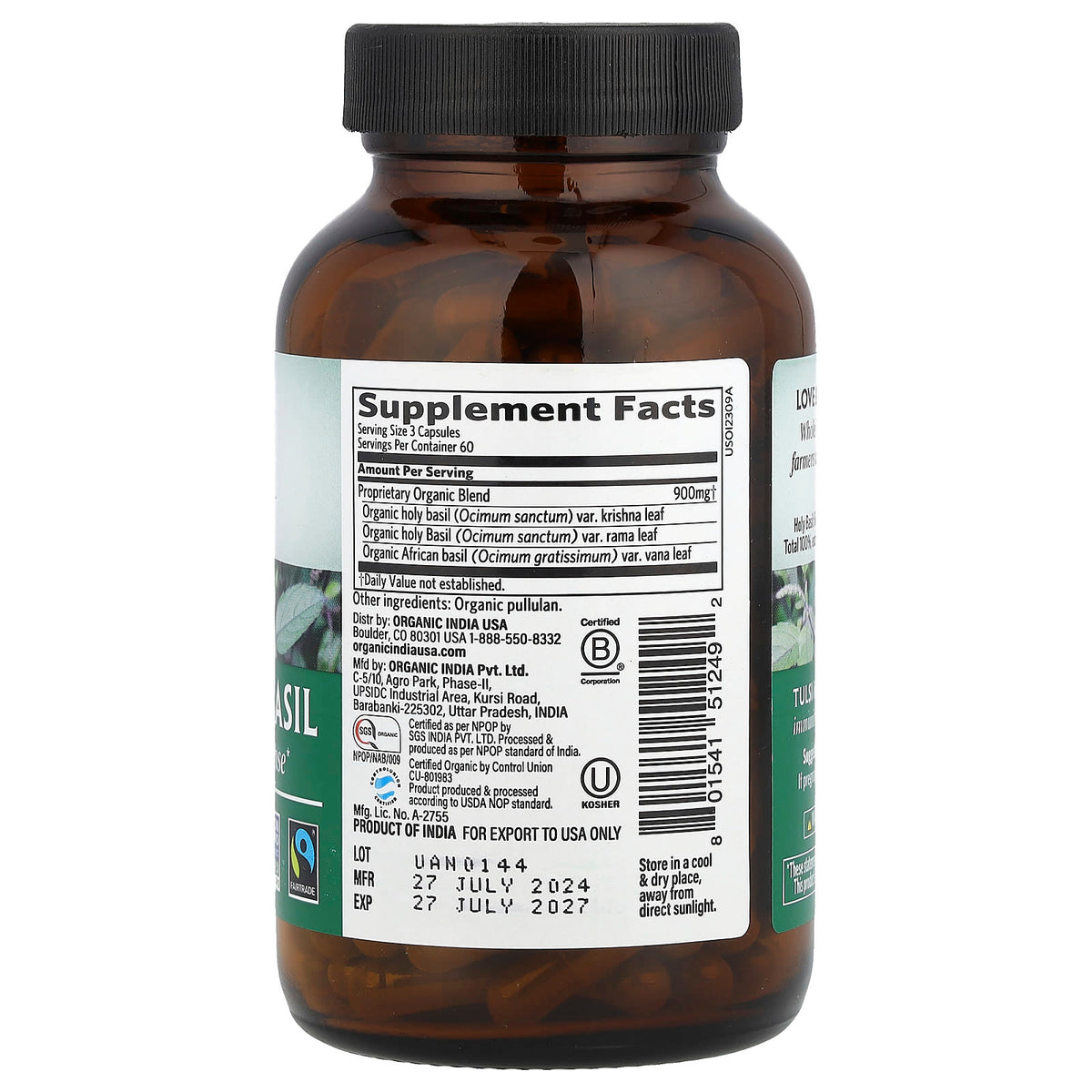 Organic India, Tulsi-Holy Basil, 180 Vegetarian Caps
