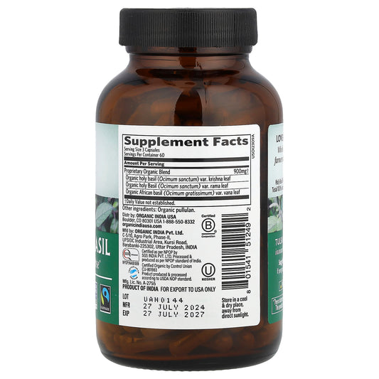 Organic India, Tulsi-Holy Basil, 180 Vegetarian Caps