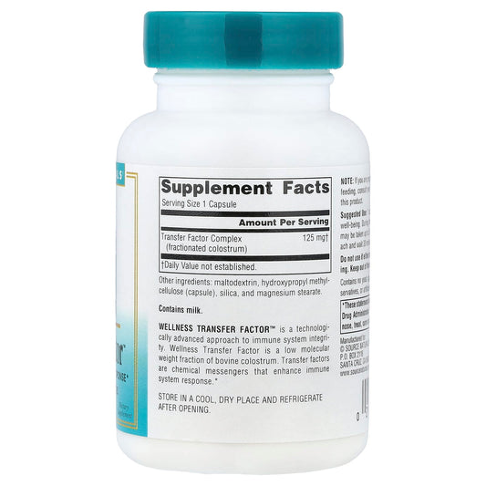 Source Naturals, Wellness Transfer Factor™, 125 mg, 60 Vegi Capsules