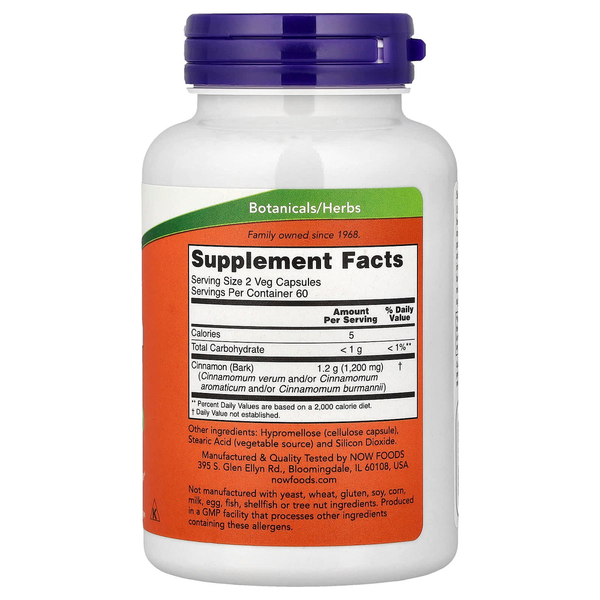 Now Foods, Cinnamon Bark, 600 mg, 120 Veg Capsules