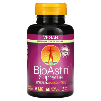 Nutrex Hawaii BioAstin Supreme Hawaiian 6 mg 60 Vegan Softgels Antioxidant
