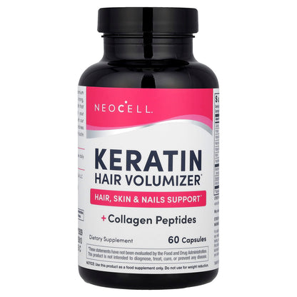 NeoCell, Keratin Hair Volumiser + Collagen Peptides, 60 Capsules