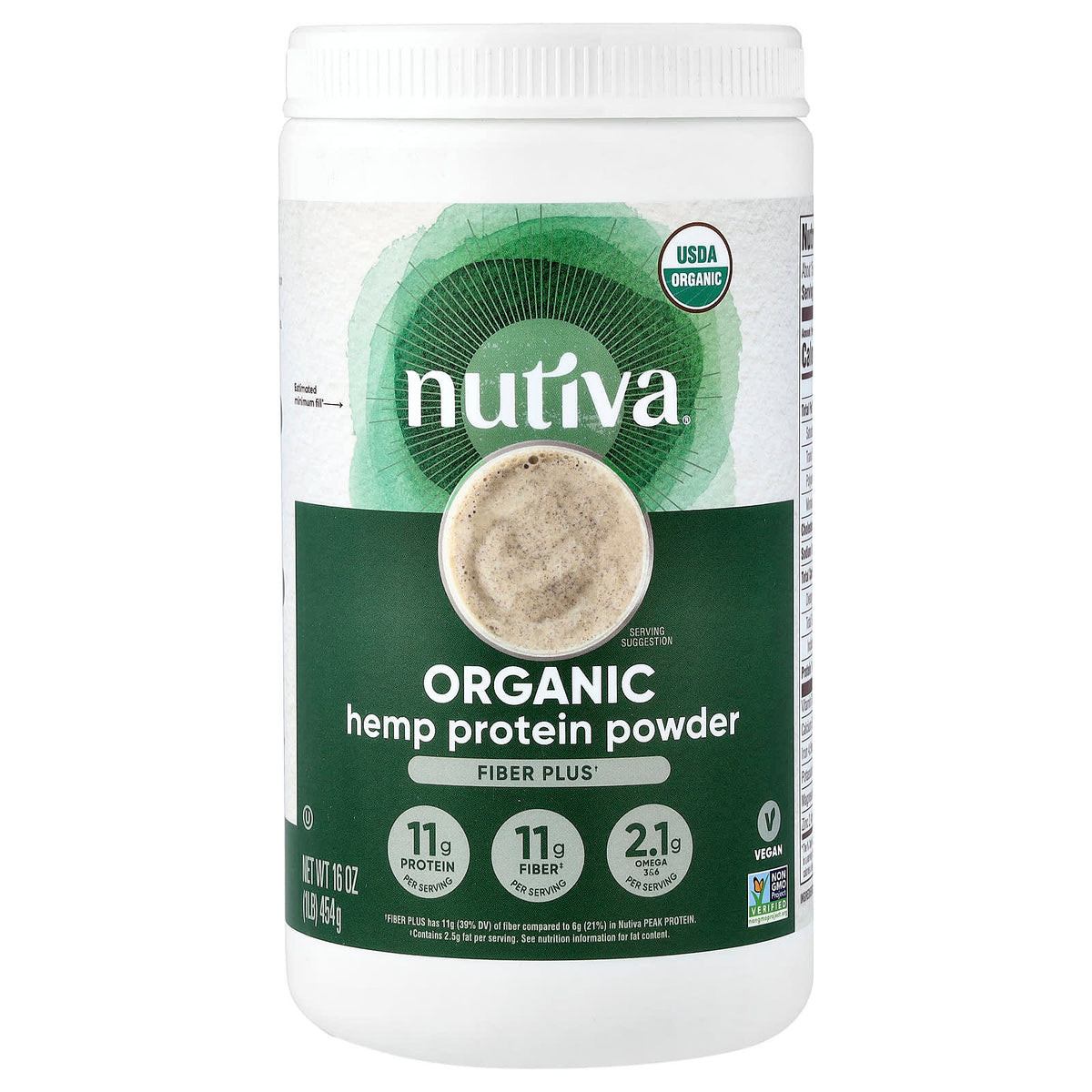 Nutiva Hemp Protein Powder, Fibre Plus 1 lb (454 g)