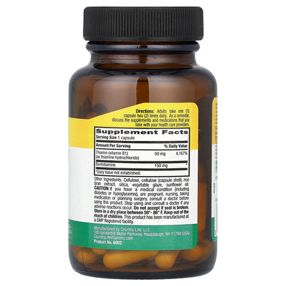 Country Life Benfotiamine Thiamine 150 mg 60 Vegan Capsules