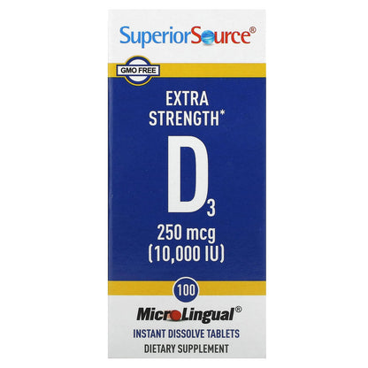 Superior Source, D3, 250 mcg (10,000 IU), 100 MicroLingual Instant Dissolve Tablets