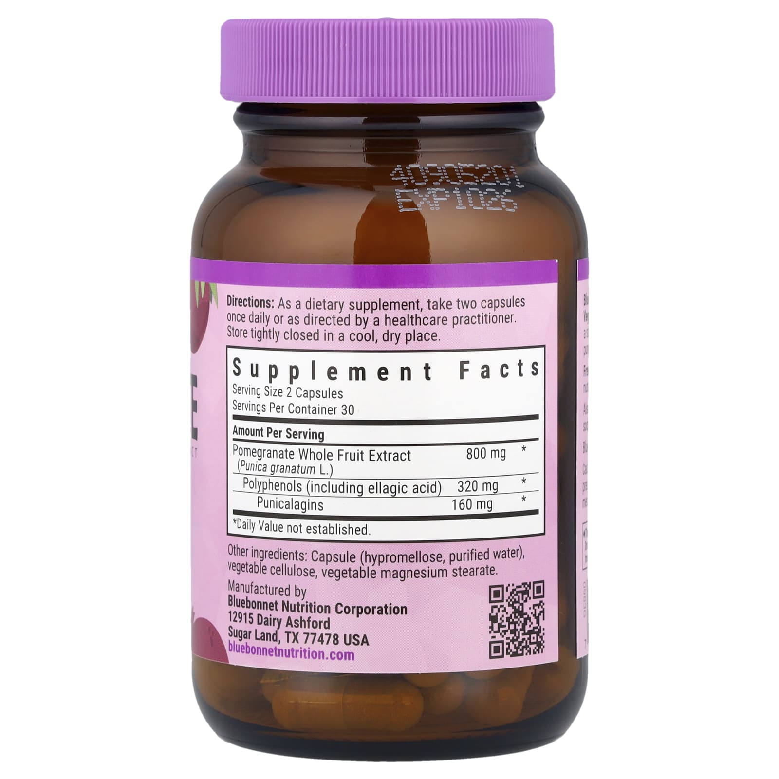 Bluebonnet Nutrition, Pomegranate Whole Fruit Extract, 60 Vegetable Capsules