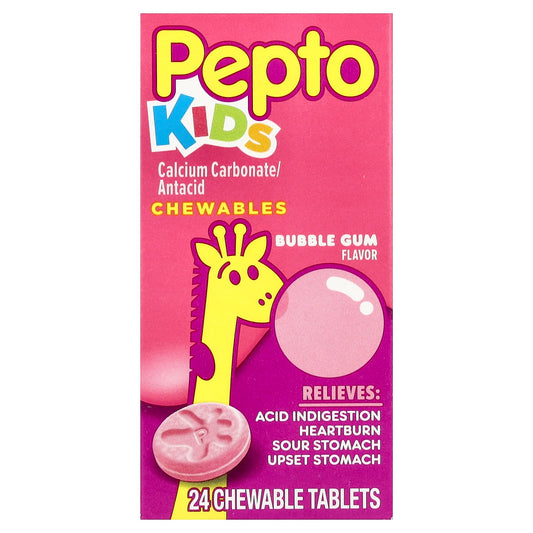 Pepto Bismol, Kids, Pepto Chewables, Bubblegum, 24 Chewable Tablets