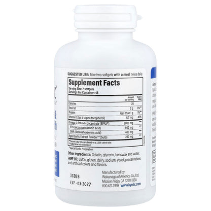 Kyolic, Aged Garlic Extract™, Cholesterol & Circulation Health, 90 Softgels