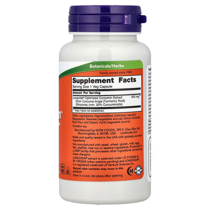 Now Foods, CurcuBrain, 400 mg, 50 Veg Capsules