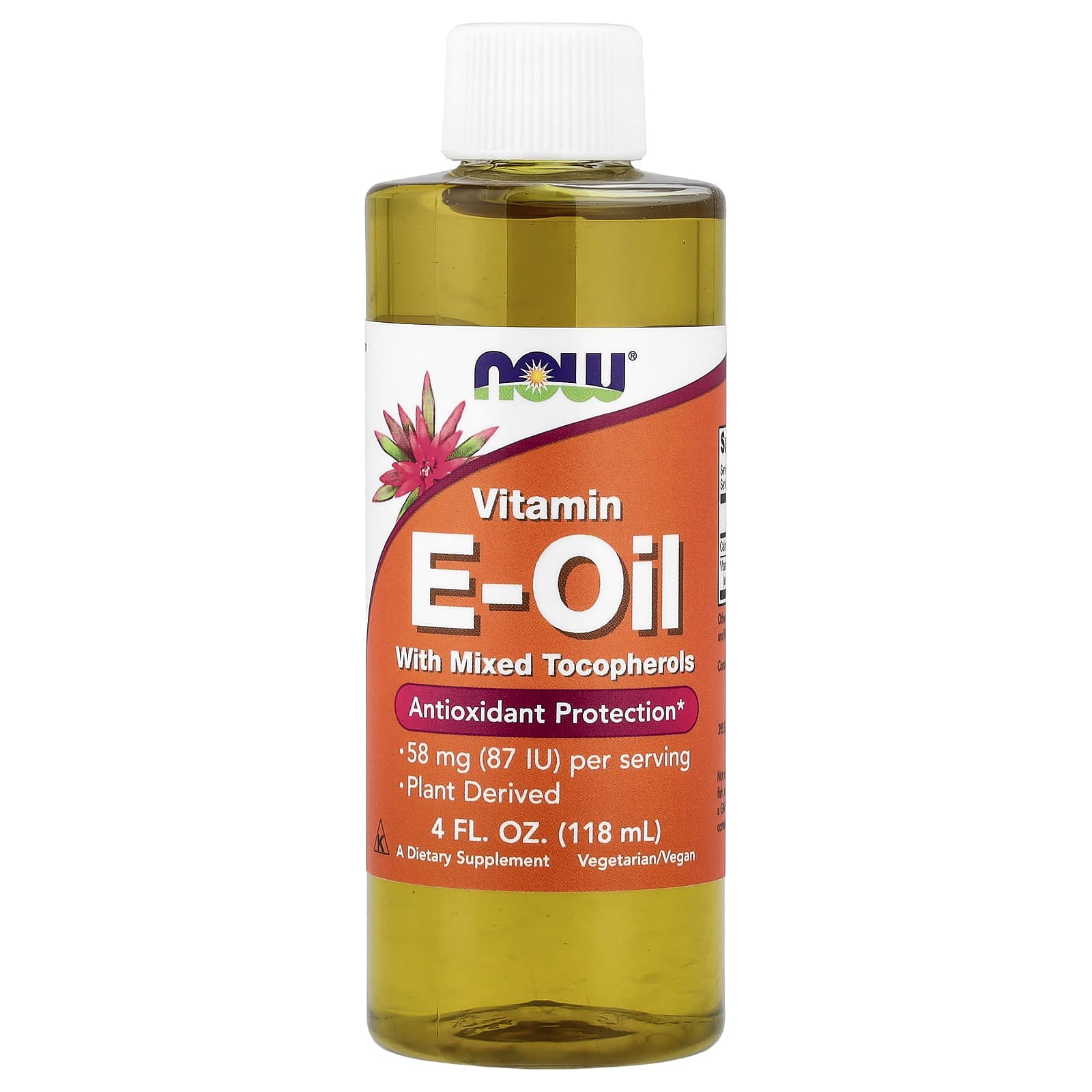 NOW Foods, Vitamin E Oil with Mixed Tocopherols, 58 mg (87 IU), 4 fl oz (118 ml)