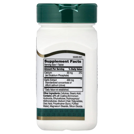 21st Century, Garlic Extract, Standardised, 60 Enteric Coated Tablets