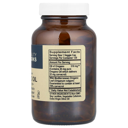 Vitality Works, Oregano Oil, Carvacrol 70, 120 Liquid Veggie Caps
