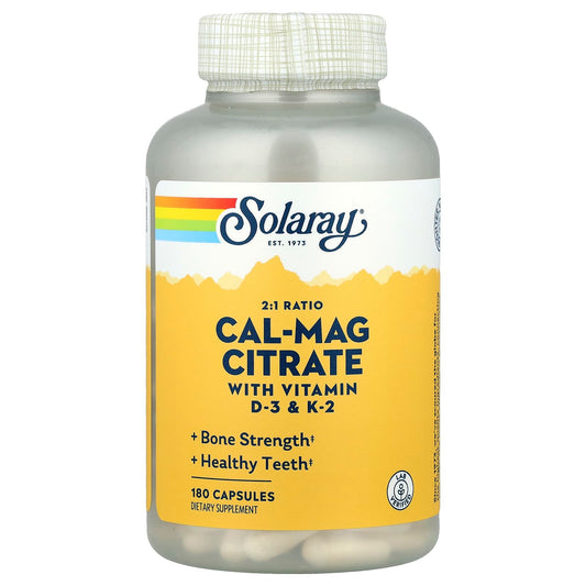 Solaray Cal-Mag Citrate 2:1 Ratio 180 Capsules
