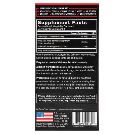 Force Factor, Fundamentals, Horny Goat Weed, 60 Capsules