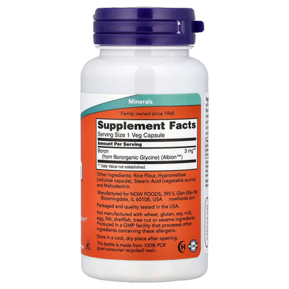 NOW Foods Boron 3 mg 100 Veg Caps