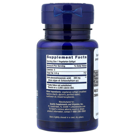Life Extension, Vegetarian DHA, 30 Vegetarian Softgels (200 mg per Softgel)