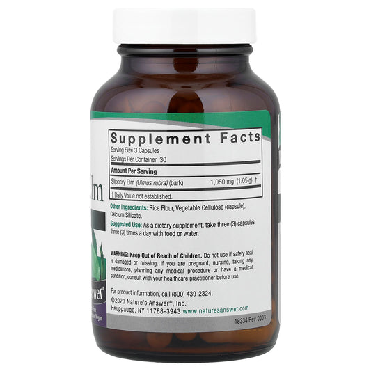 Nature's Answer, Slippery Elm, 90 Vegetarian Capsules (350 mg per Capsule)