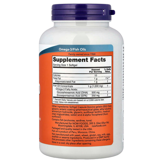 NOW Foods, DHA-500 Fish Oil, 180 Softgels