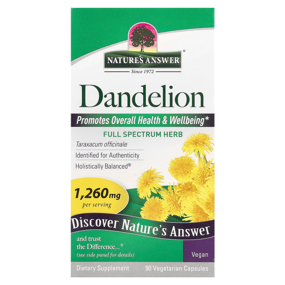 Nature's Answer, Dandelion, 1,260 mg, 90 Vegetarian Capsules