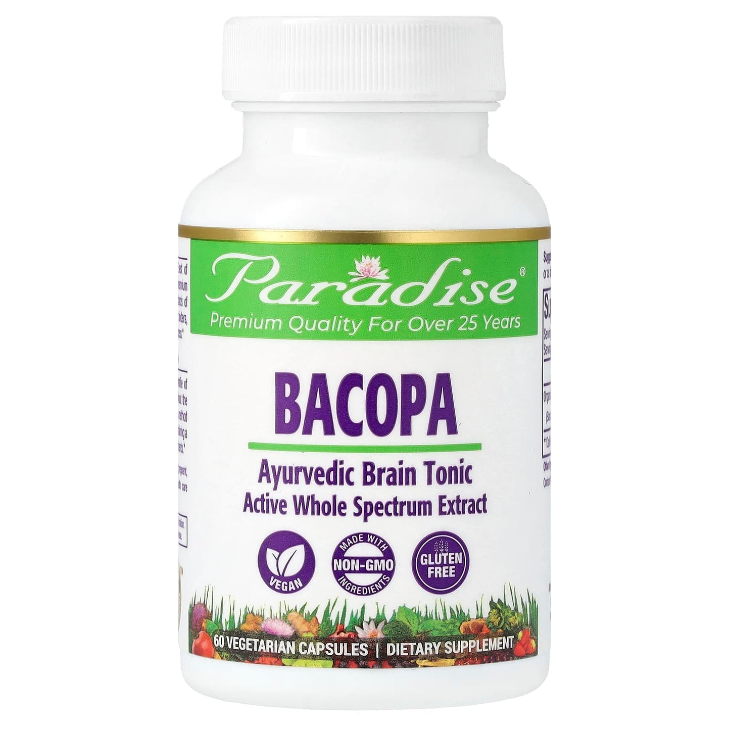 Paradise Herbs, Bacopa, 60 Vegetarian Capsules (250 mg per Capsule)