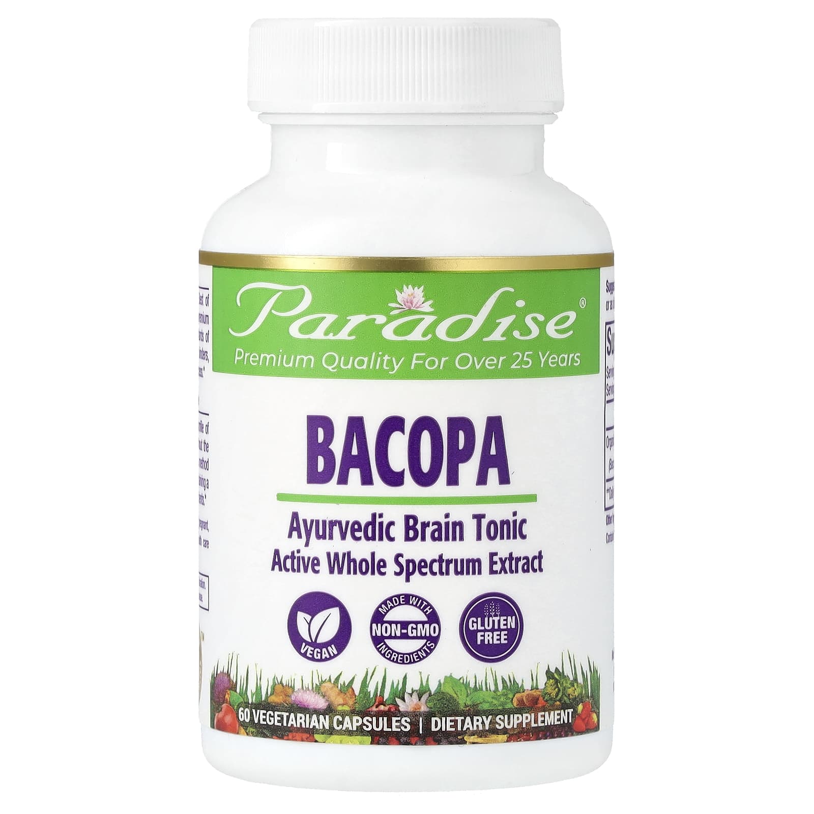 Paradise Herbs, Bacopa, 60 Vegetarian Capsules (250 mg per Capsule)