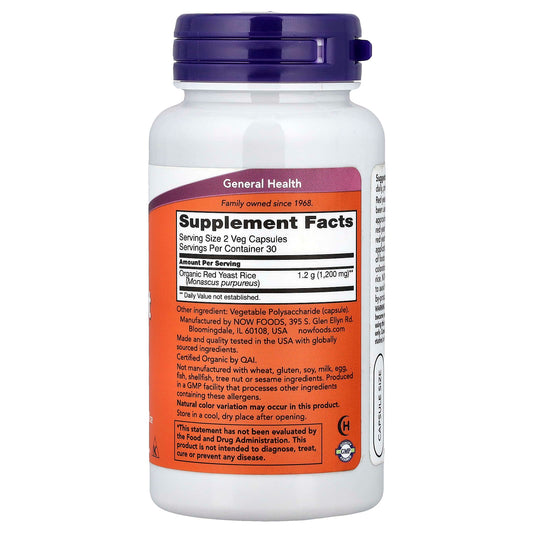 NOW Foods, Red Yeast Rice, 60 Veg Capsules (600 mg per Capsule)