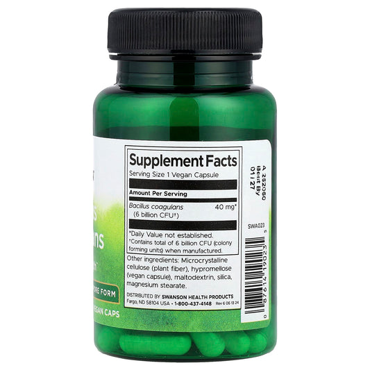 Swanson Vitamins, Bacillus Coagulans, 6 Billion CFU, 60 Vegan Caps