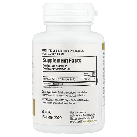 Kyolic, Aged Garlic Extract™, Cardiovascular & Immune, Reserve Formula 200, 60 Capsules (600 mg per Capsule)