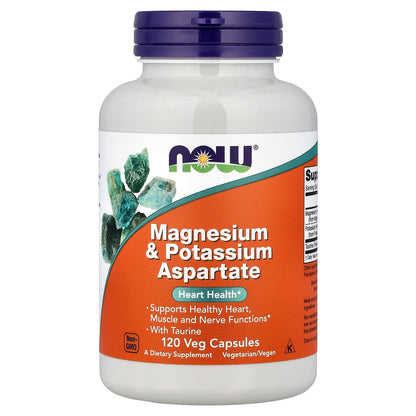 NOW Foods Magnesium & Potassium Aspartate With Taurine 120 Veg Capsules