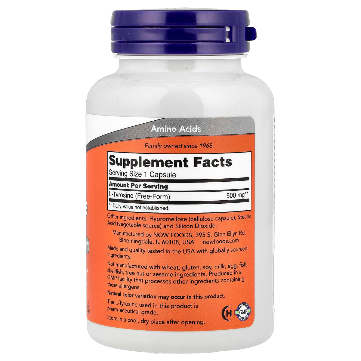 NOW Foods L-Tyrosine 500 mg 120 Capsules