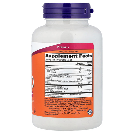 NOW Foods, Chewable C-500, Natural Cherry-Berry Flavour, 100 Tablets