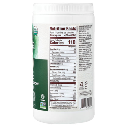 Nutiva Hemp Protein Powder, Fibre Plus 1 lb (454 g)