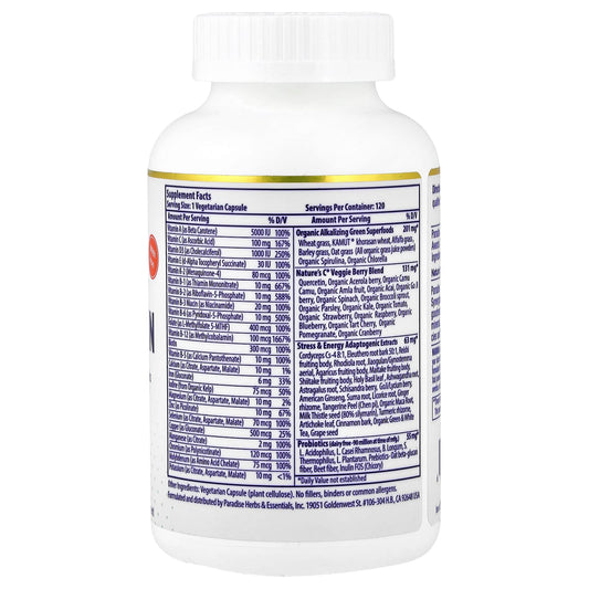 Paradise Herbs, Earth's Blend, One Daily Superfood Multi-Vitamin with Iron, 120