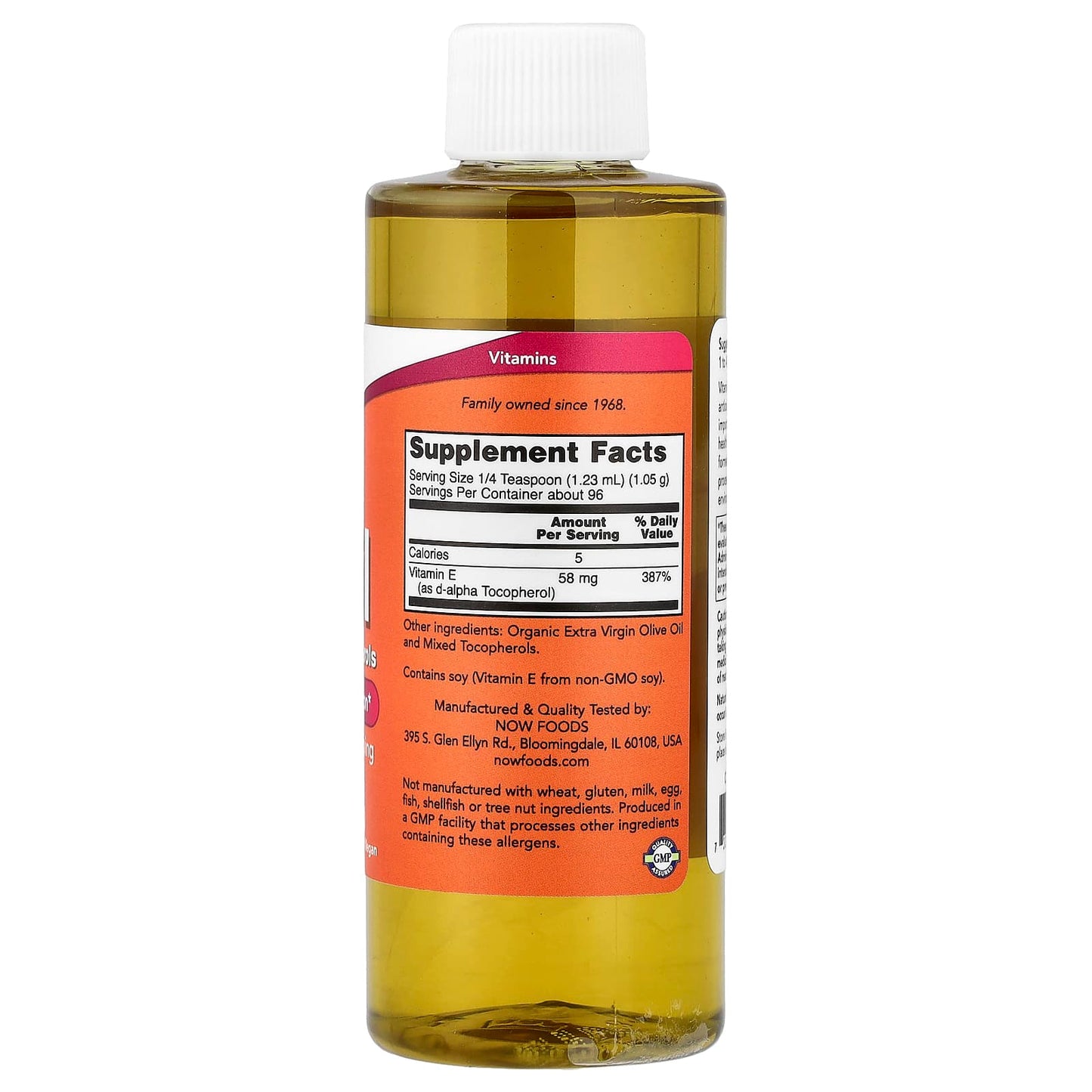 NOW Foods, Vitamin E Oil with Mixed Tocopherols, 58 mg (87 IU), 4 fl oz (118 ml)