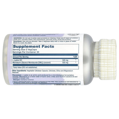 Solaray, L-Lysine Monolaurin, 1:1 Ratio - 60 Veg Caps